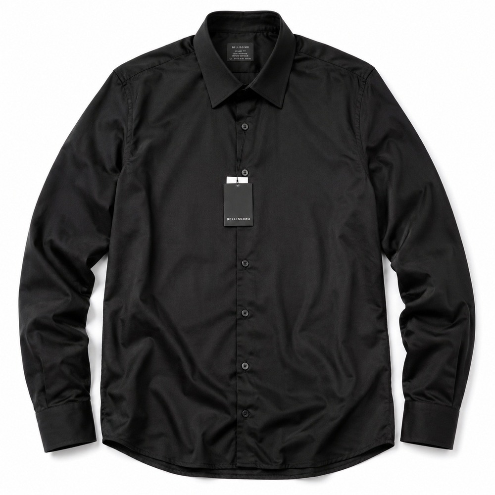 Bellissimo Modern Fit Dress Shirt Black Men's 18 Tall XXL NWT Long Sleeve